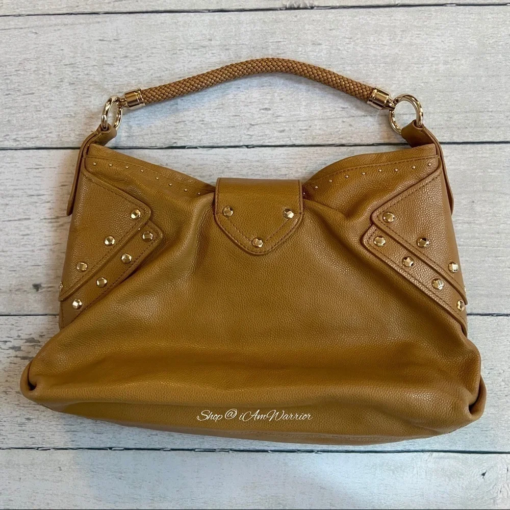 Cole Haan toffee pebble leather studded hobo bag  *shop@iamwarrior